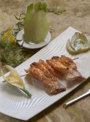 brochette de queues de langoustines fenouil confit et béarnaise , Guy Guilloux