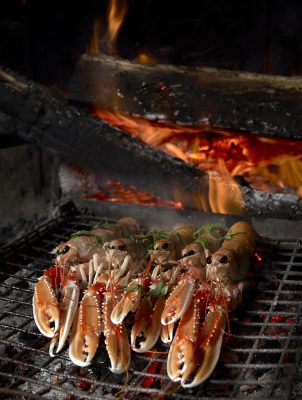 grosses langoustines grillées dans la cheminée , Guy Guilloux