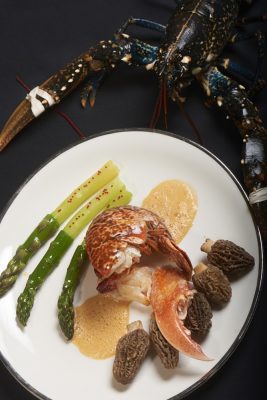 homard demi-coques asperges vertes et morilles , Guy Guilloux