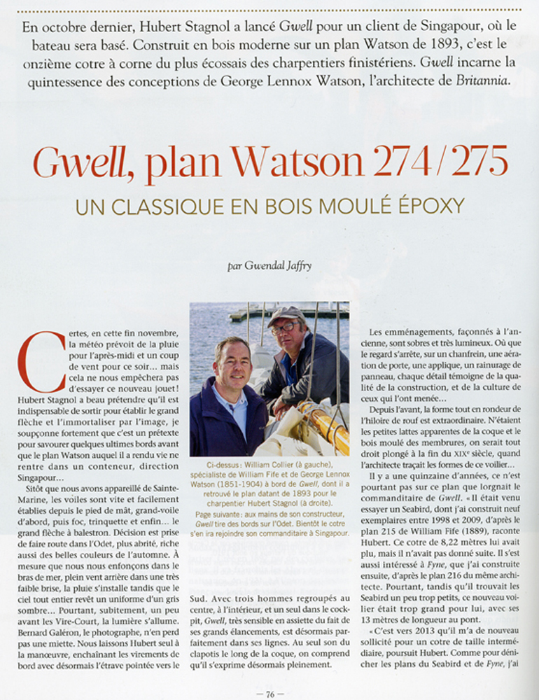 Gwell , plan Watson , chantier Hubert Stagnol , le Chasse Maréee